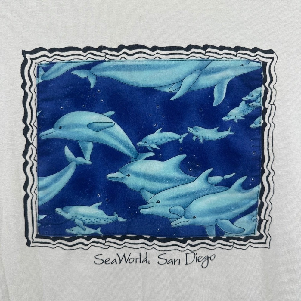 Sun Tango SeaWorld San Diego T-Shirt Mens XL White Dolphin Graphic Souvenir Tee